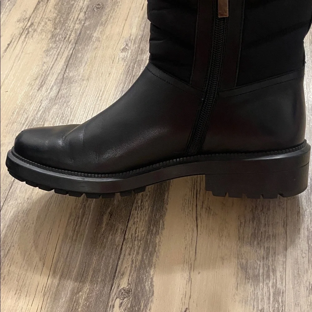 Aquatalia Leather Quilted Lori Boots Waterproof Mid Calf Zip Black Size 10